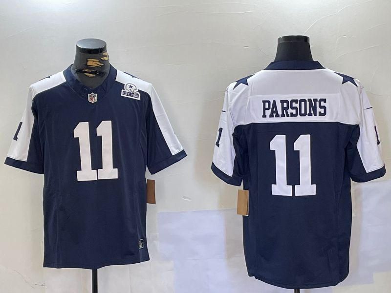 Men Dallas Cowboys #11 Parsons Blue 2024 Nike Three generations Vapor Limited NFL Jersey style 3->customized nhl jersey->Custom Jersey